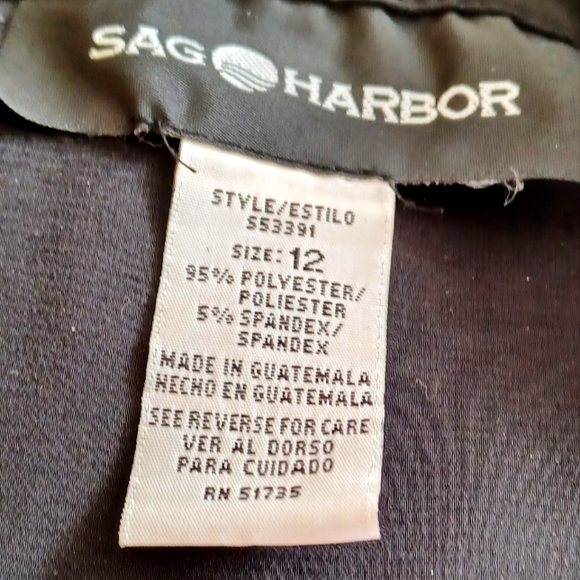 Sag Harbor Button-Front Blouse - Black w/Lime Green Flowers -- Size 12 - Picture 5 of 5